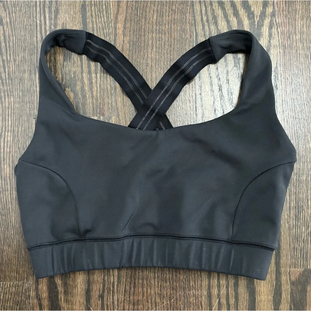 IVL Collective Sheer Stripe Cross Back Sports Bra Black 8